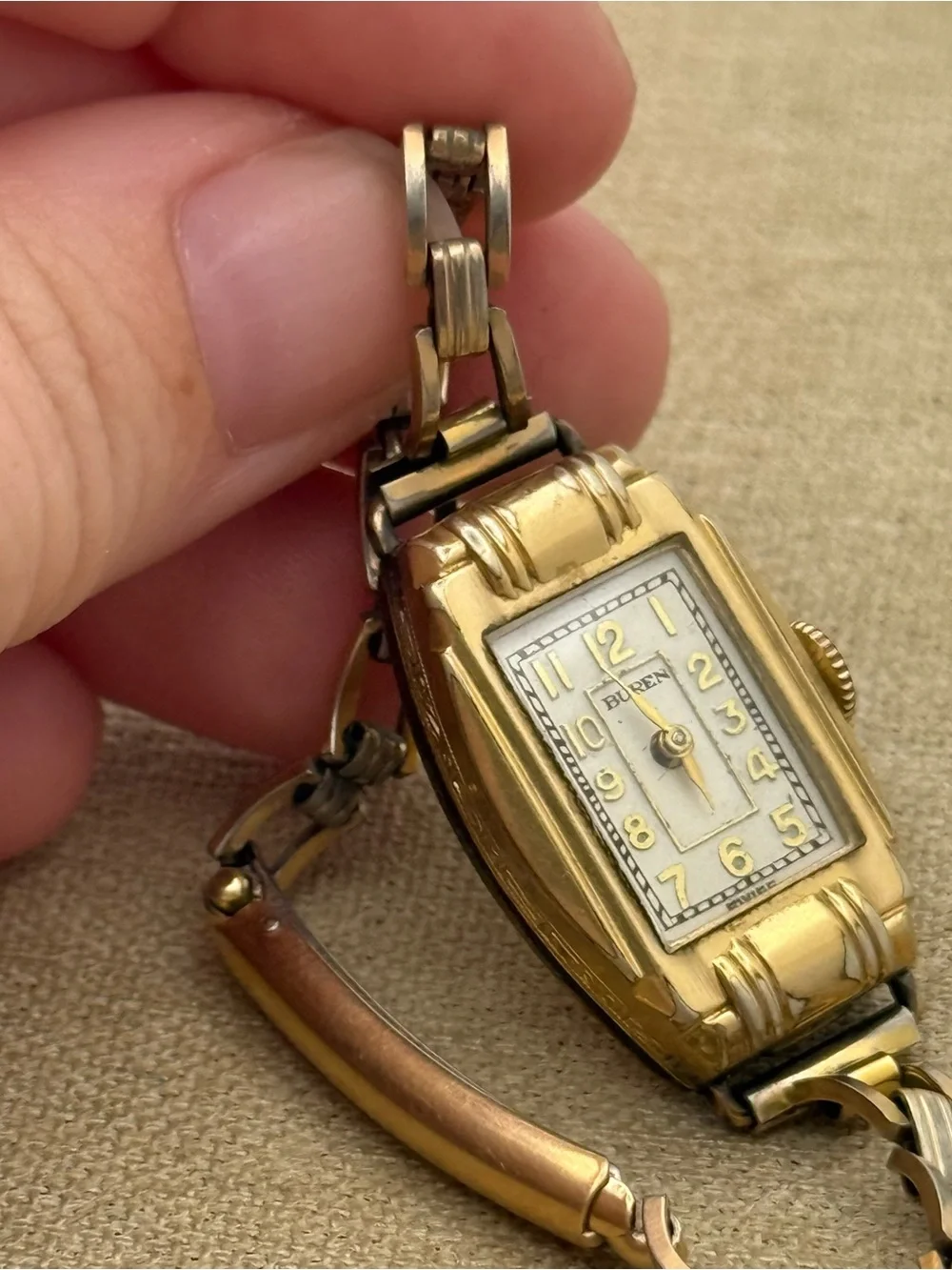 Vintage 1920s Gold-Tone Buren Women's Bracelet Watch